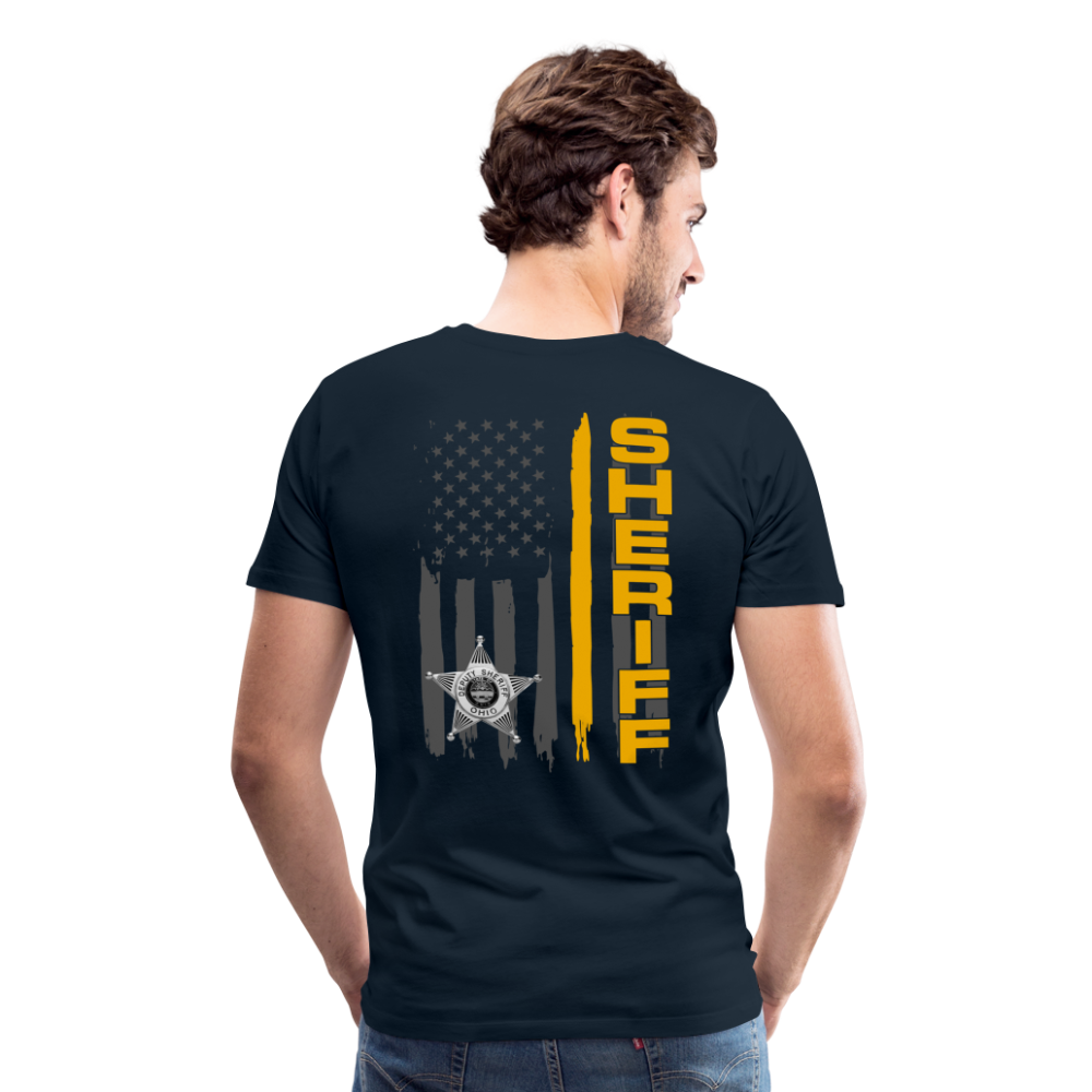 Men's Premium T-Shirt - Ohio Sheriff Vertical Flag Fr and Bk - deep navy