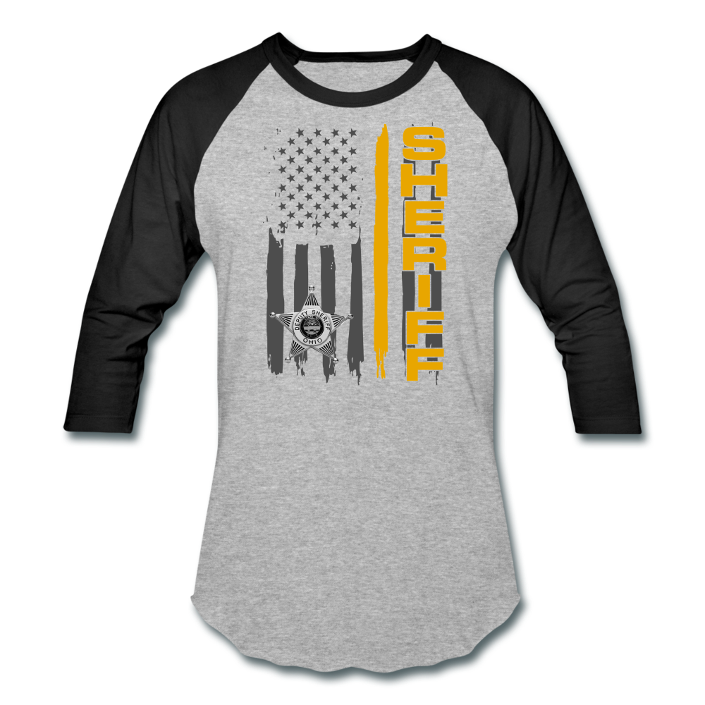 Baseball T-Shirt - Ohio Sheriff Vertical Flag - heather gray/black