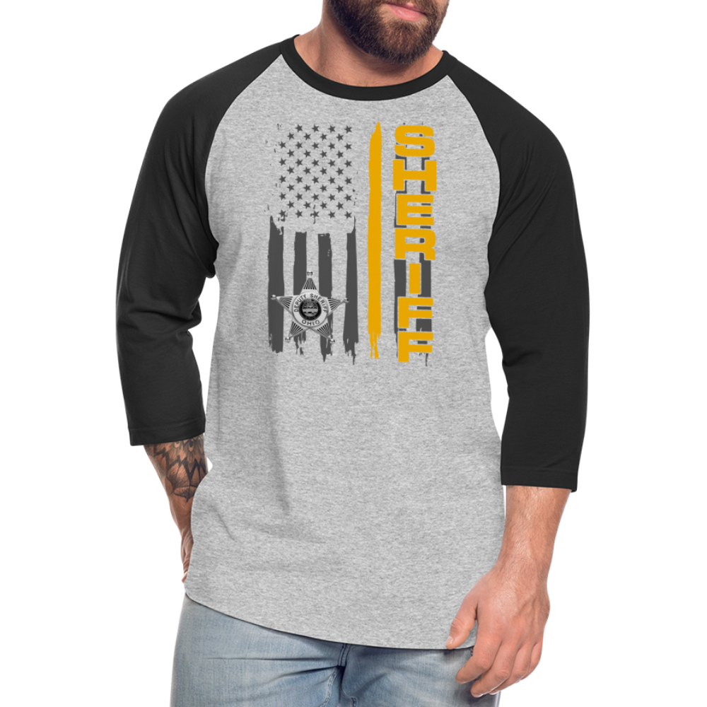 Baseball T-Shirt - Ohio Sheriff Vertical Flag - heather gray/black
