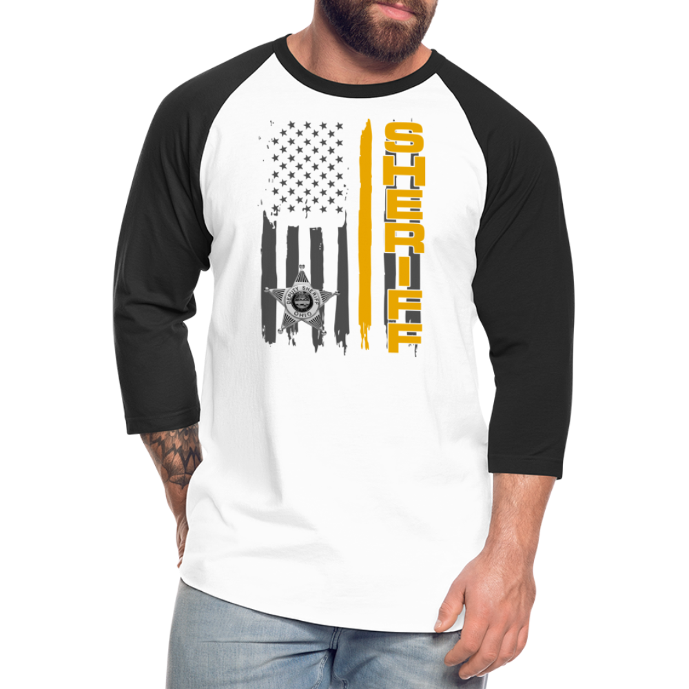 Baseball T-Shirt - Ohio Sheriff Vertical Flag - white/black