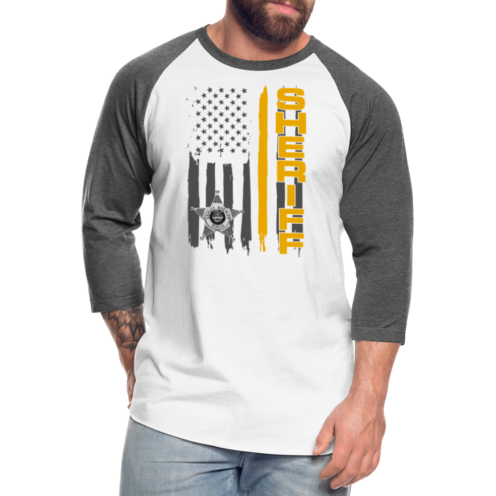 Baseball T-Shirt - Ohio Sheriff Vertical Flag - white/charcoal