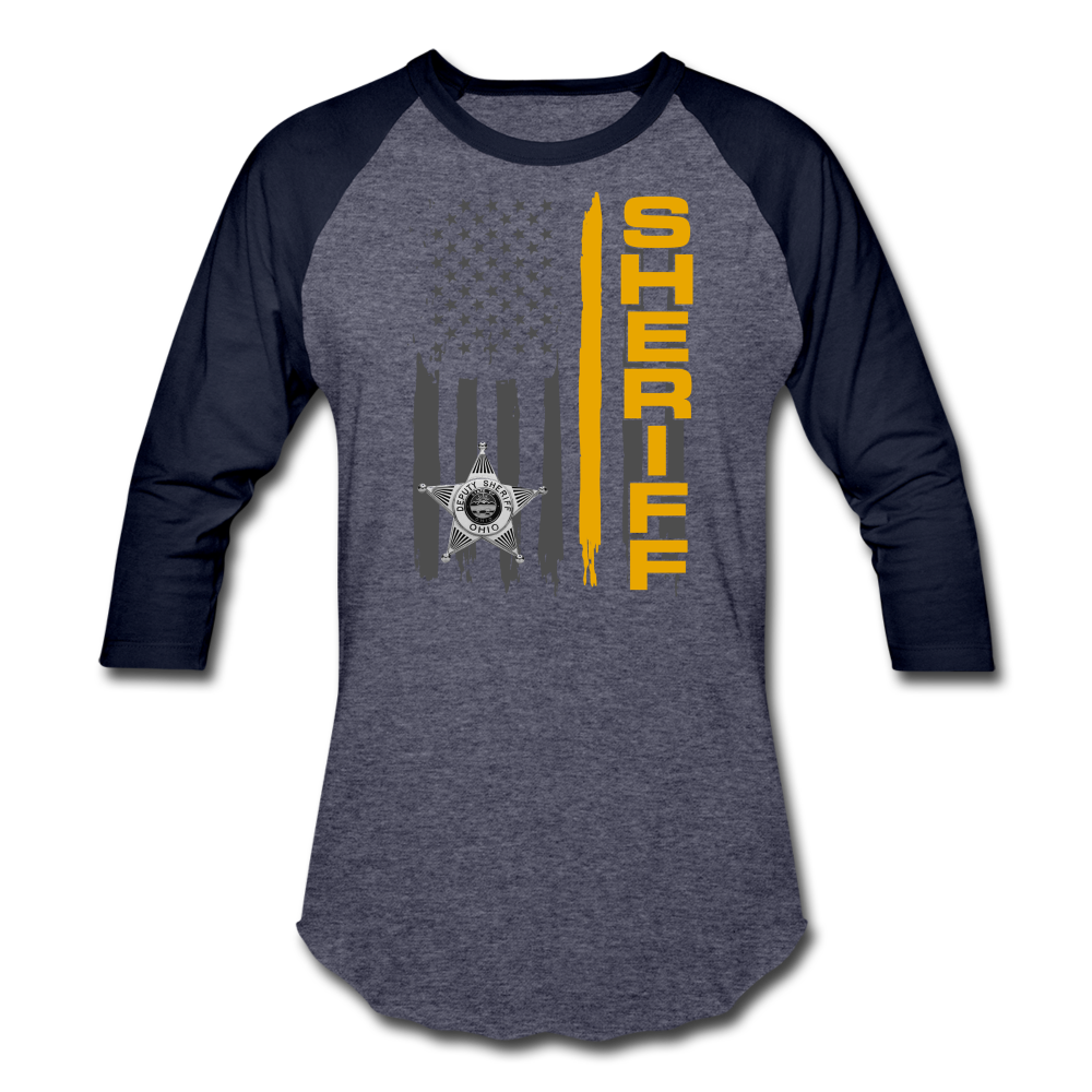 Baseball T-Shirt - Ohio Sheriff Vertical Flag - heather blue/navy