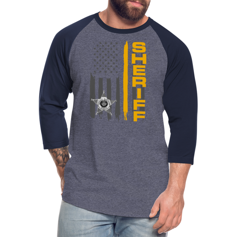 Baseball T-Shirt - Ohio Sheriff Vertical Flag - heather blue/navy
