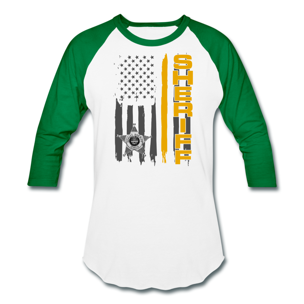 Baseball T-Shirt - Ohio Sheriff Vertical Flag - white/kelly green