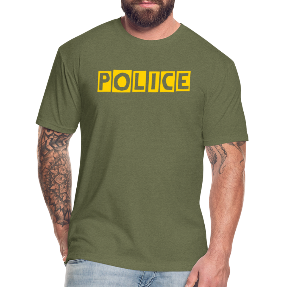 Fitted Cotton/Poly T-Shirt by Next Level - POLICE Quirky - heather military green