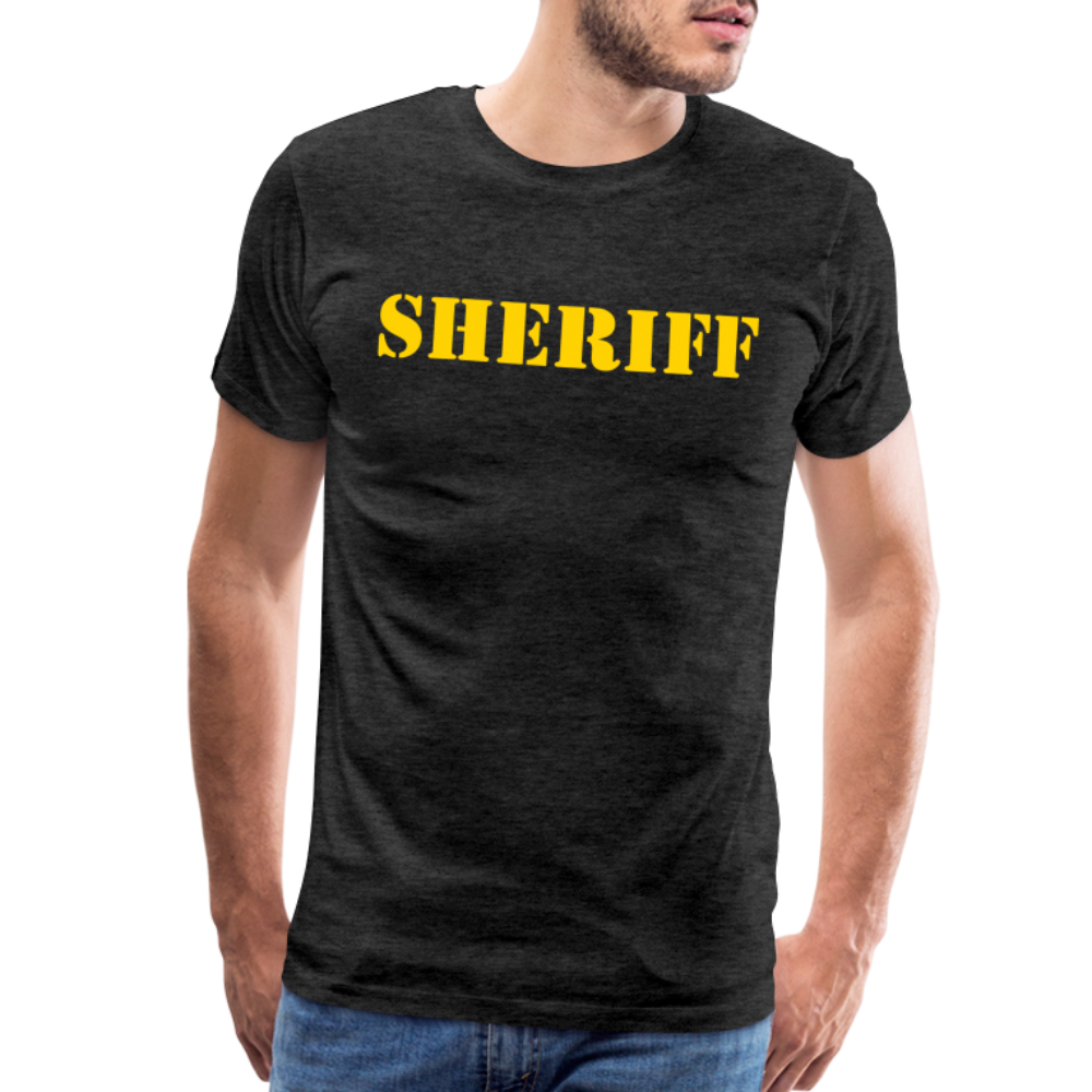 Men's Premium T-Shirt - Sheriff Front and Back - charcoal grey