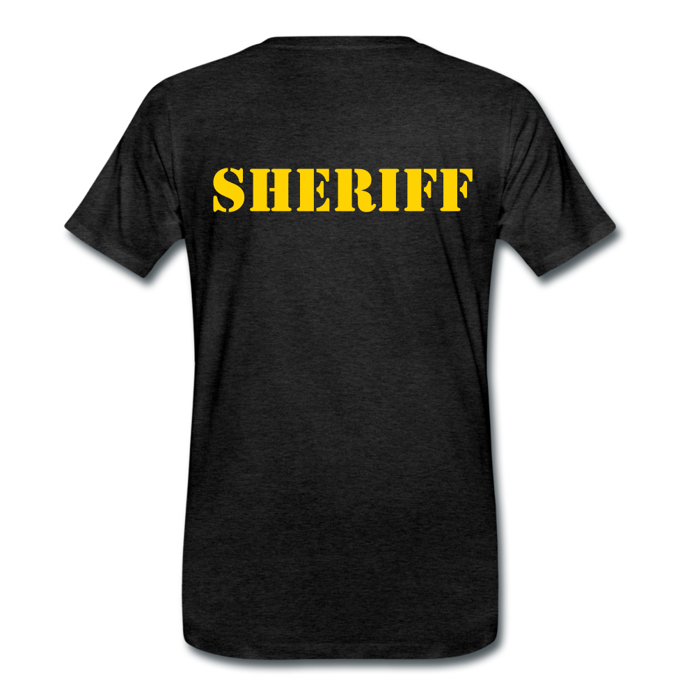 Men's Premium T-Shirt - Sheriff Front and Back - charcoal grey