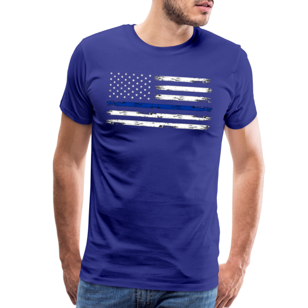 Men's Premium T-Shirt - Distressed Blue Line Flag - royal blue
