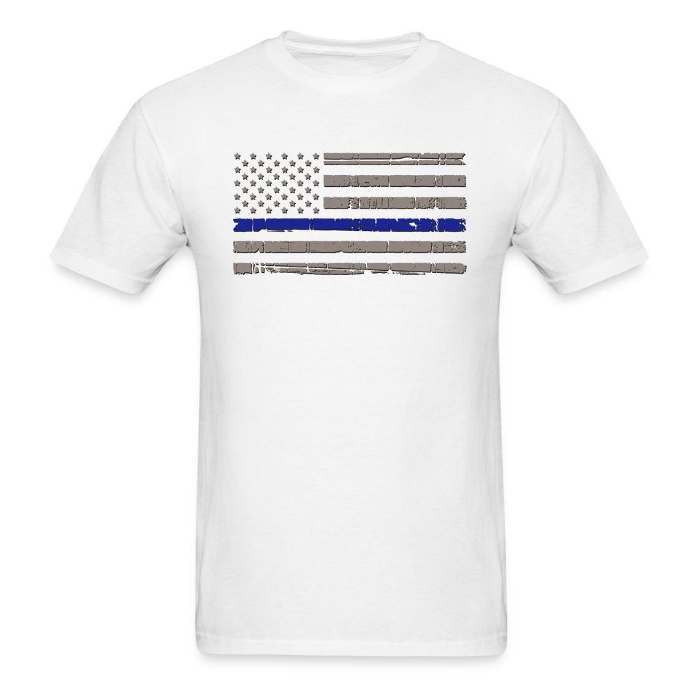 Unisex Classic T-Shirt - Distressed Blue Line Flag - white