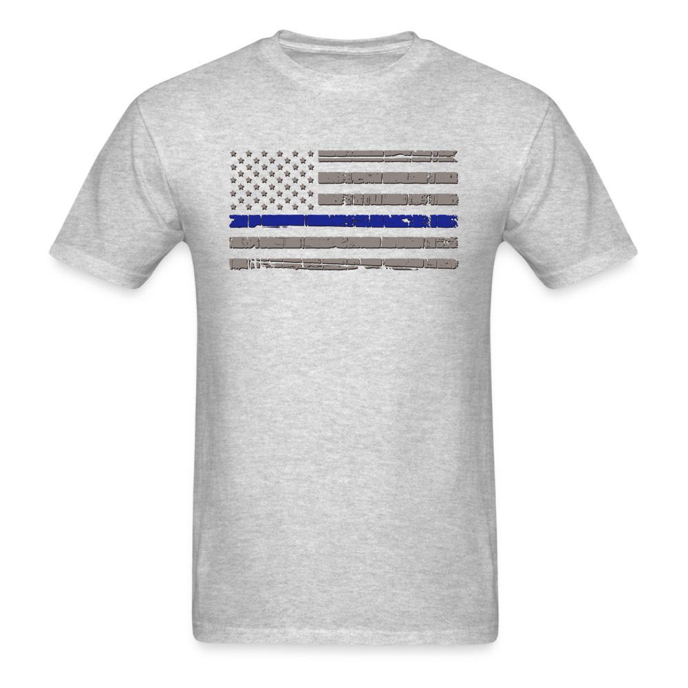 Unisex Classic T-Shirt - Distressed Blue Line Flag - heather gray