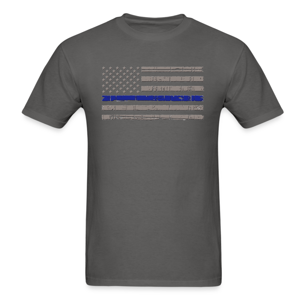 Unisex Classic T-Shirt - Distressed Blue Line Flag - charcoal