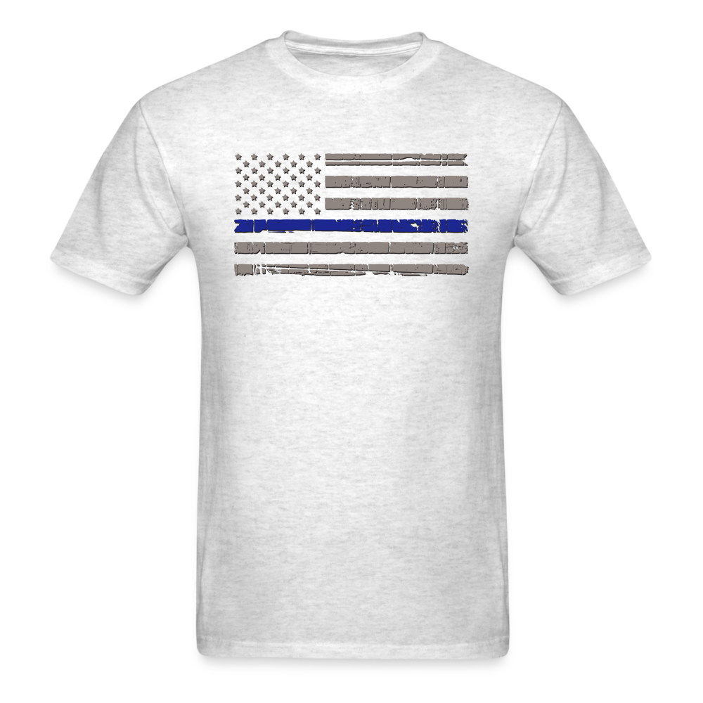 Unisex Classic T-Shirt - Distressed Blue Line Flag - light heather gray
