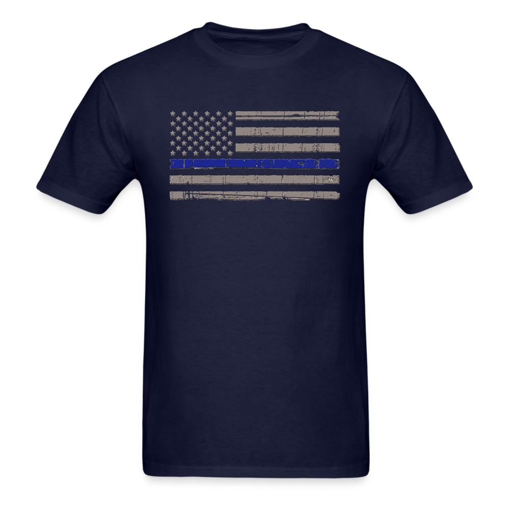 Unisex Classic T-Shirt - Distressed Blue Line Flag - navy