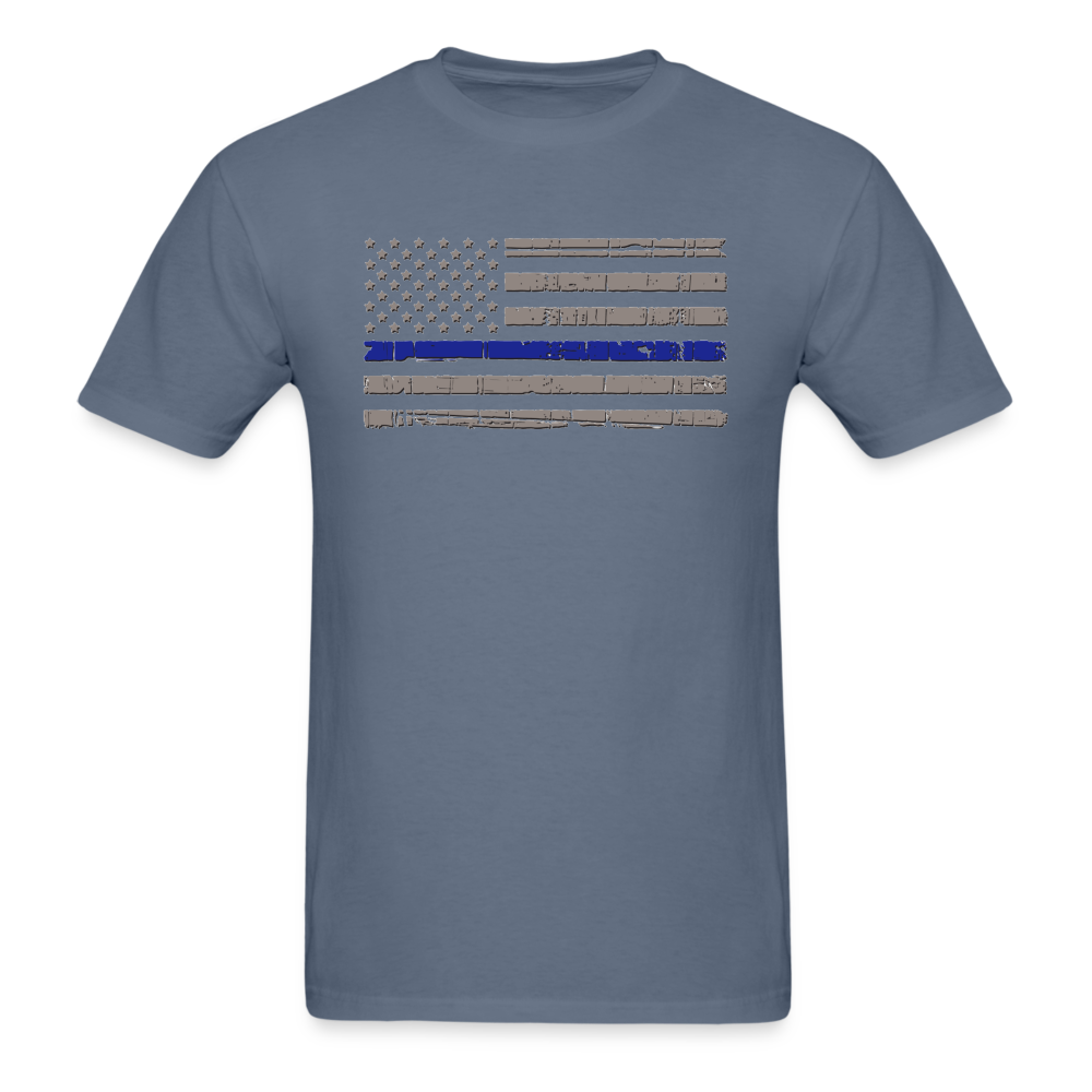 Unisex Classic T-Shirt - Distressed Blue Line Flag - denim
