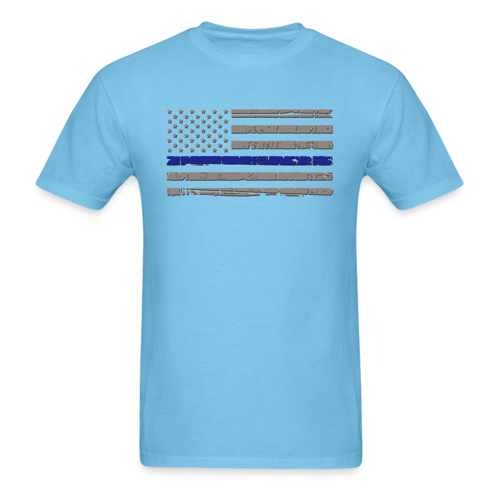 Unisex Classic T-Shirt - Distressed Blue Line Flag - aquatic blue