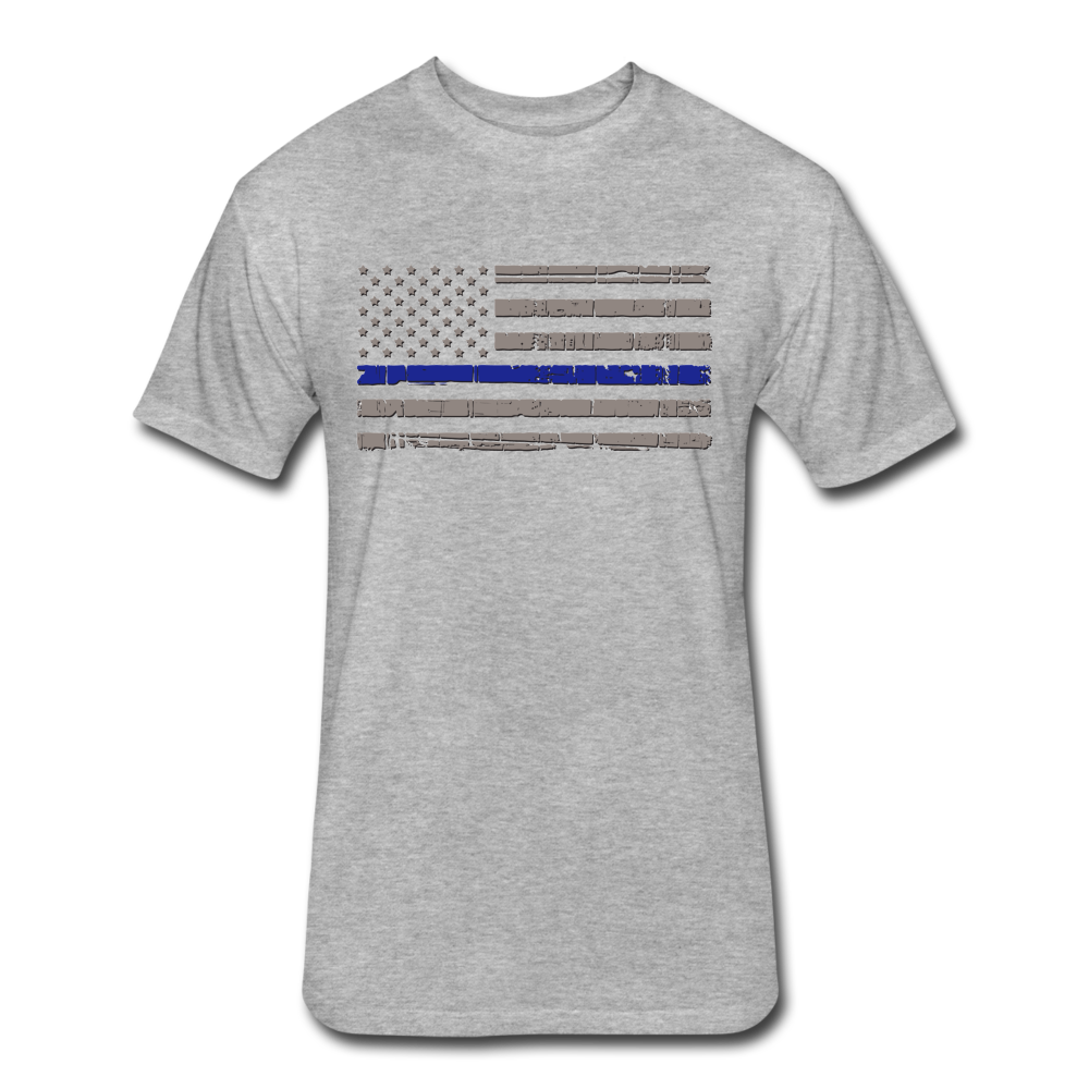 Unisex Poly/Cotton T-Shirt by Next Level - Distressed Blue Line Flag - heather gray