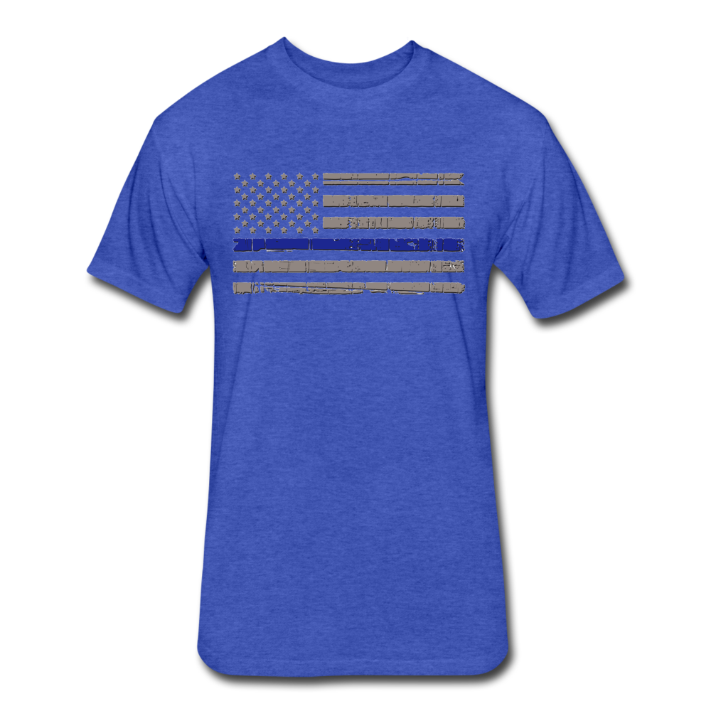 Unisex Poly/Cotton T-Shirt by Next Level - Distressed Blue Line Flag - heather royal