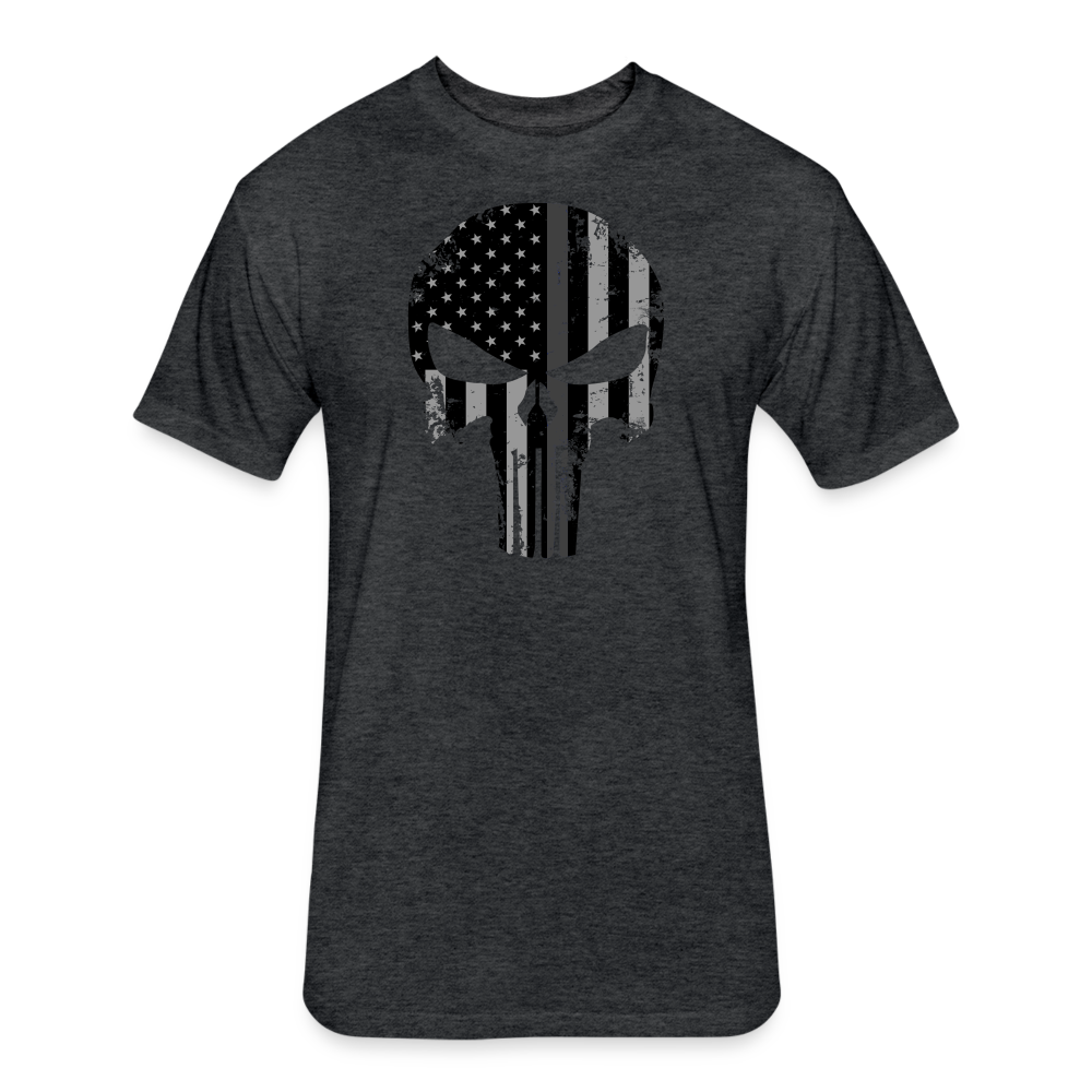 Unisex Poly/Cotton T-Shirt by Next Level - Punisher Thin Silver Line - heather black