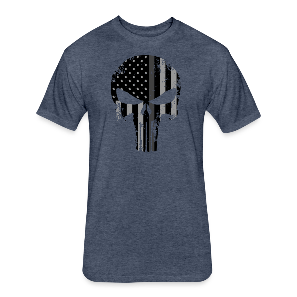 Unisex Poly/Cotton T-Shirt by Next Level - Punisher Thin Silver Line - heather navy