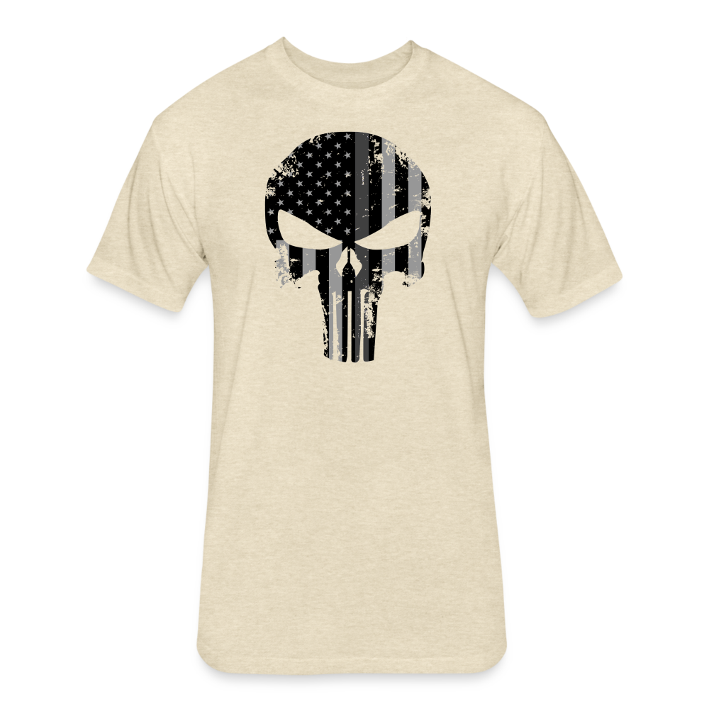 Unisex Poly/Cotton T-Shirt by Next Level - Punisher Thin Silver Line - heather cream