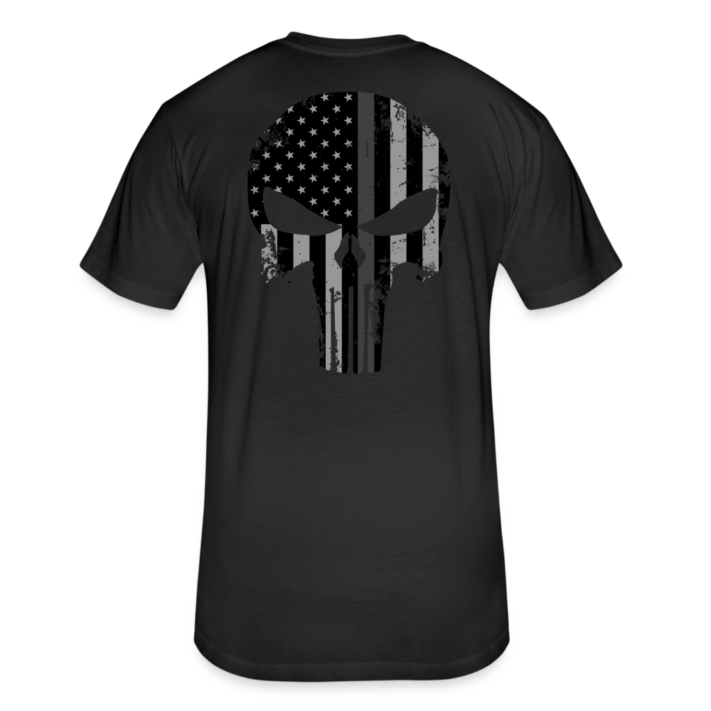Unisex Poly/Cotton T-Shirt by Next Level - Punisher Thin Silver Line - black
