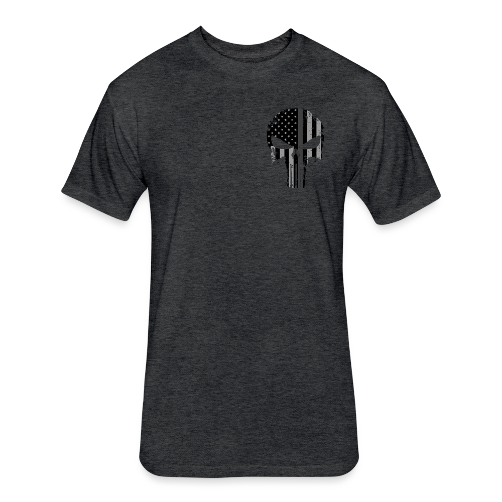 Unisex Poly/Cotton T-Shirt by Next Level - Punisher Thin Silver Line - heather black
