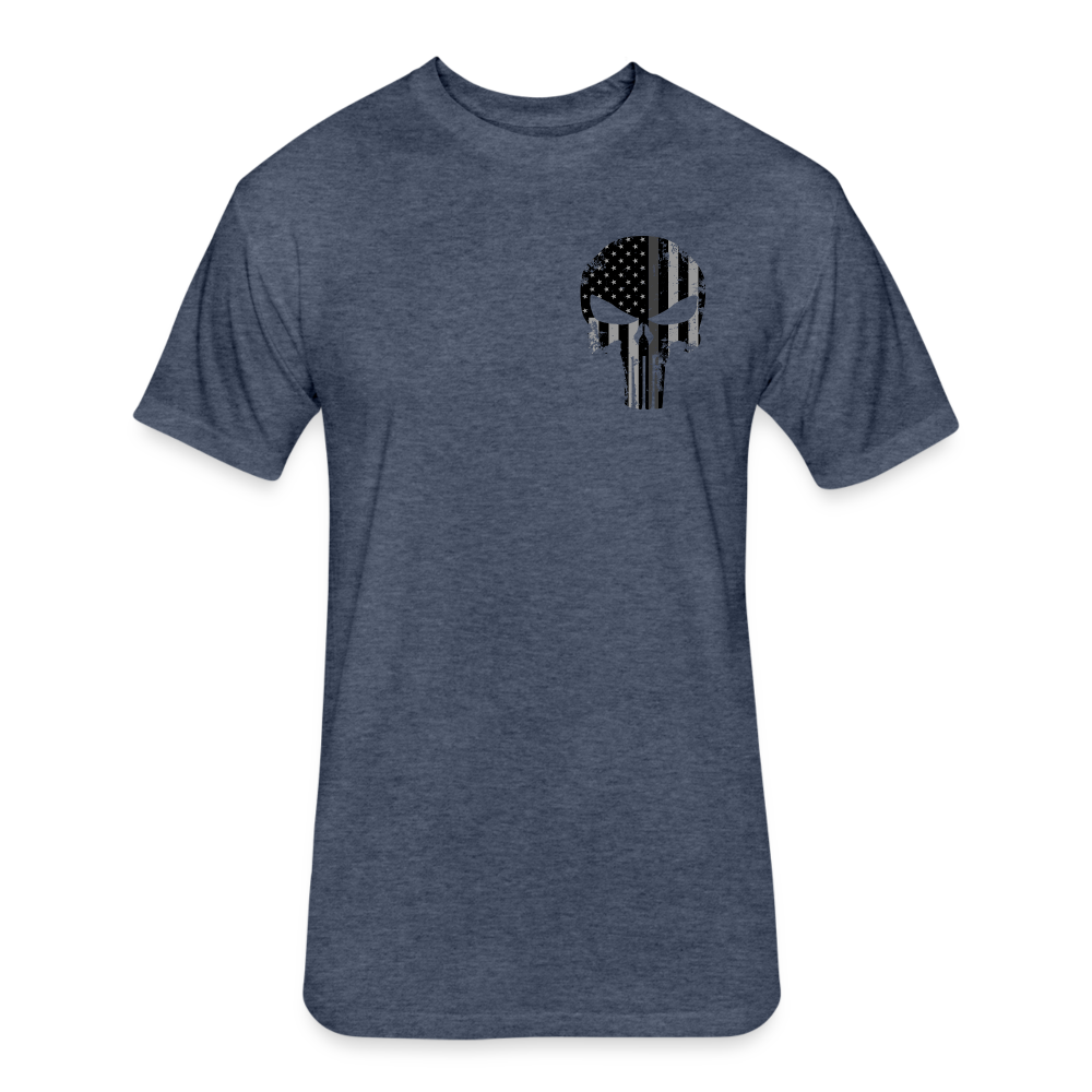 Unisex Poly/Cotton T-Shirt by Next Level - Punisher Thin Silver Line - heather navy