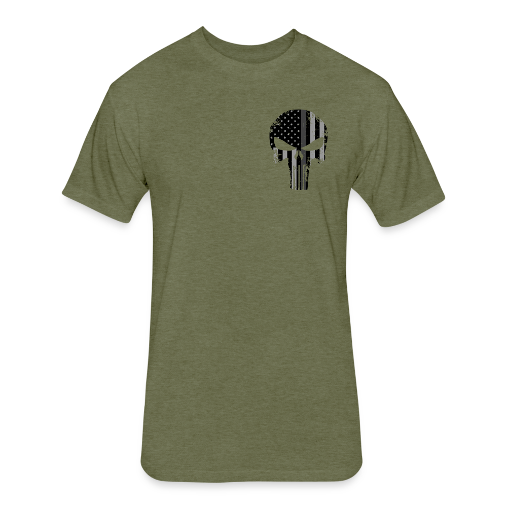 Unisex Poly/Cotton T-Shirt by Next Level - Punisher Thin Silver Line - heather military green