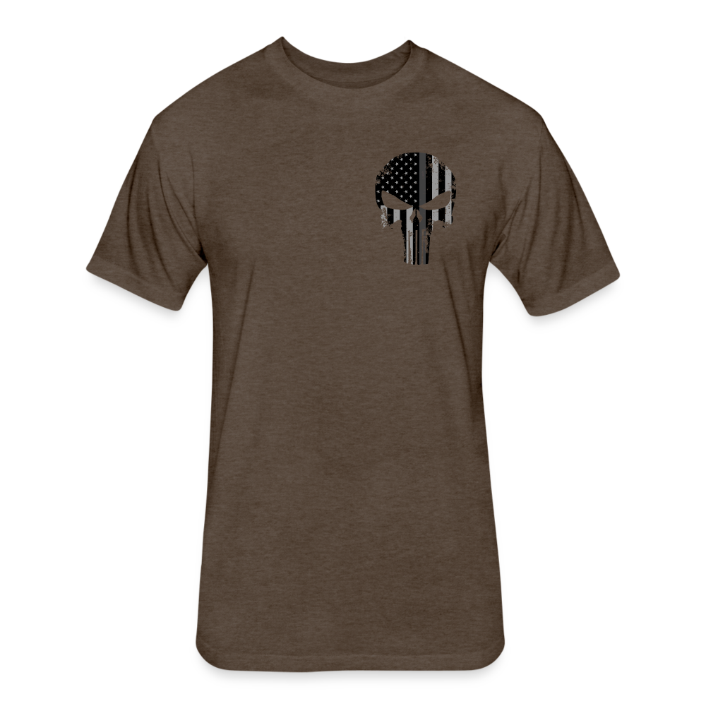 Unisex Poly/Cotton T-Shirt by Next Level - Punisher Thin Silver Line - heather espresso