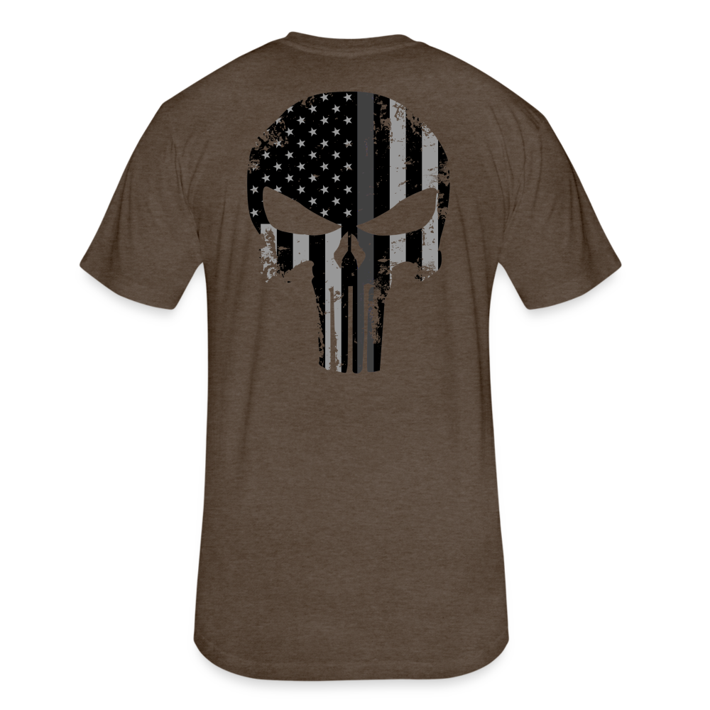 Unisex Poly/Cotton T-Shirt by Next Level - Punisher Thin Silver Line - heather espresso