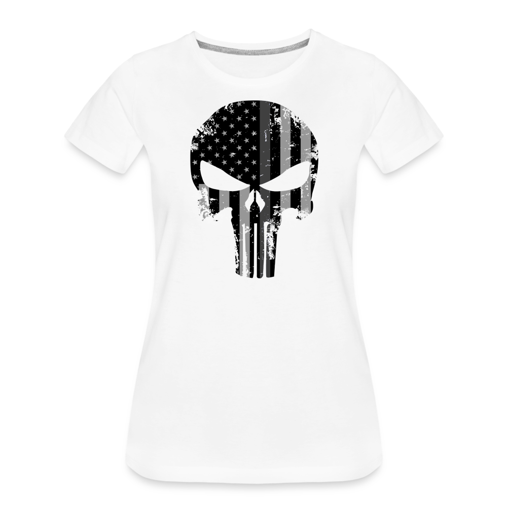 Women’s Premium T-Shirt - Punisher Thin Silver Line - white