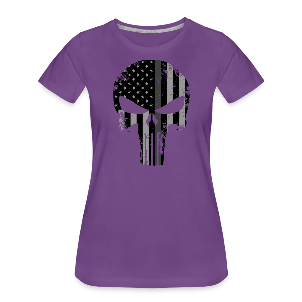 Women’s Premium T-Shirt - Punisher Thin Silver Line - purple