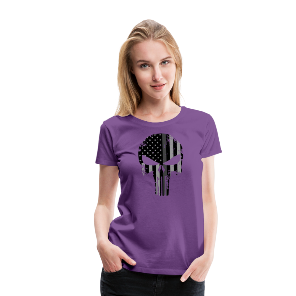 Women’s Premium T-Shirt - Punisher Thin Silver Line - purple