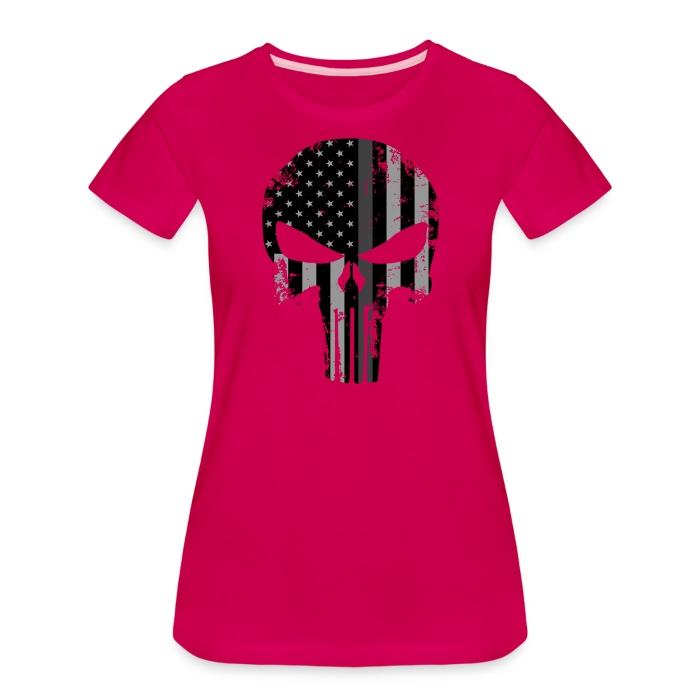 Women’s Premium T-Shirt - Punisher Thin Silver Line - dark pink