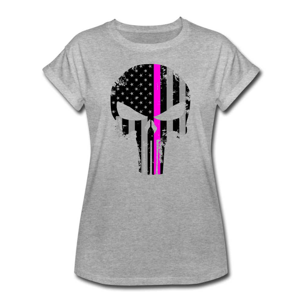 Women's Relaxed Fit T-Shirt - Pink Punisher - heather gray