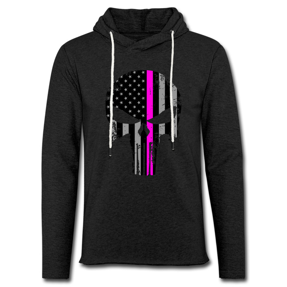 Unisex Lightweight Terry Hoodie - Pink Punisher - charcoal grey
