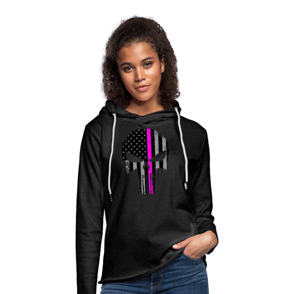 Unisex Lightweight Terry Hoodie - Pink Punisher - charcoal grey