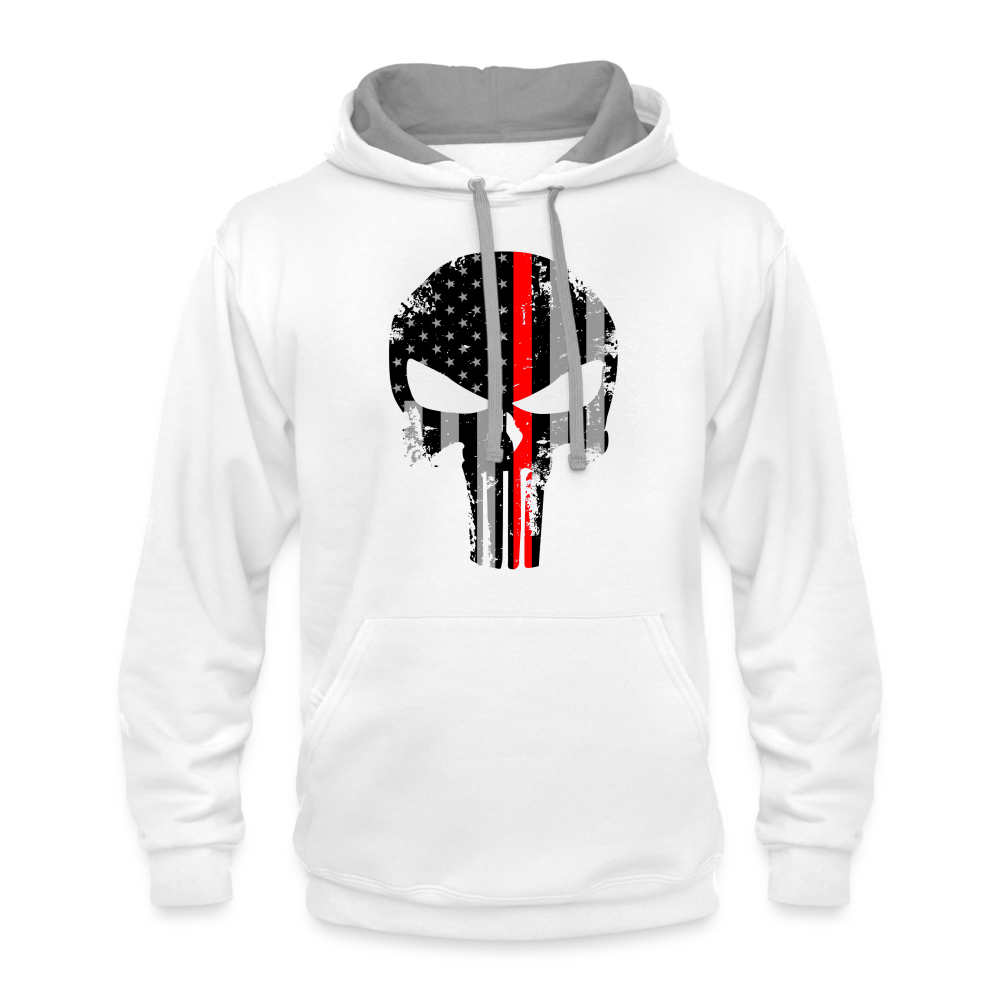 Contrast Hoodie - Punisher Thin Red Line - white/gray