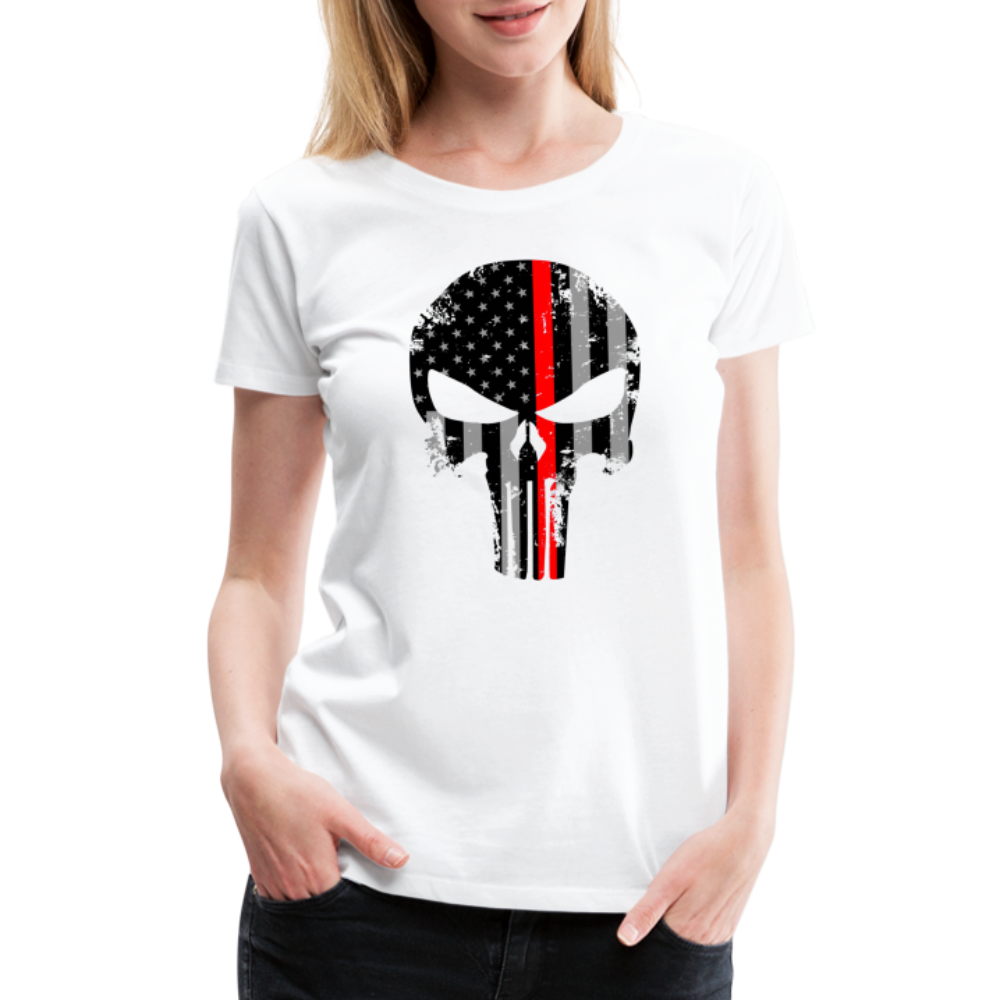 Women’s Premium T-Shirt - Punisher Thin Red Line - white