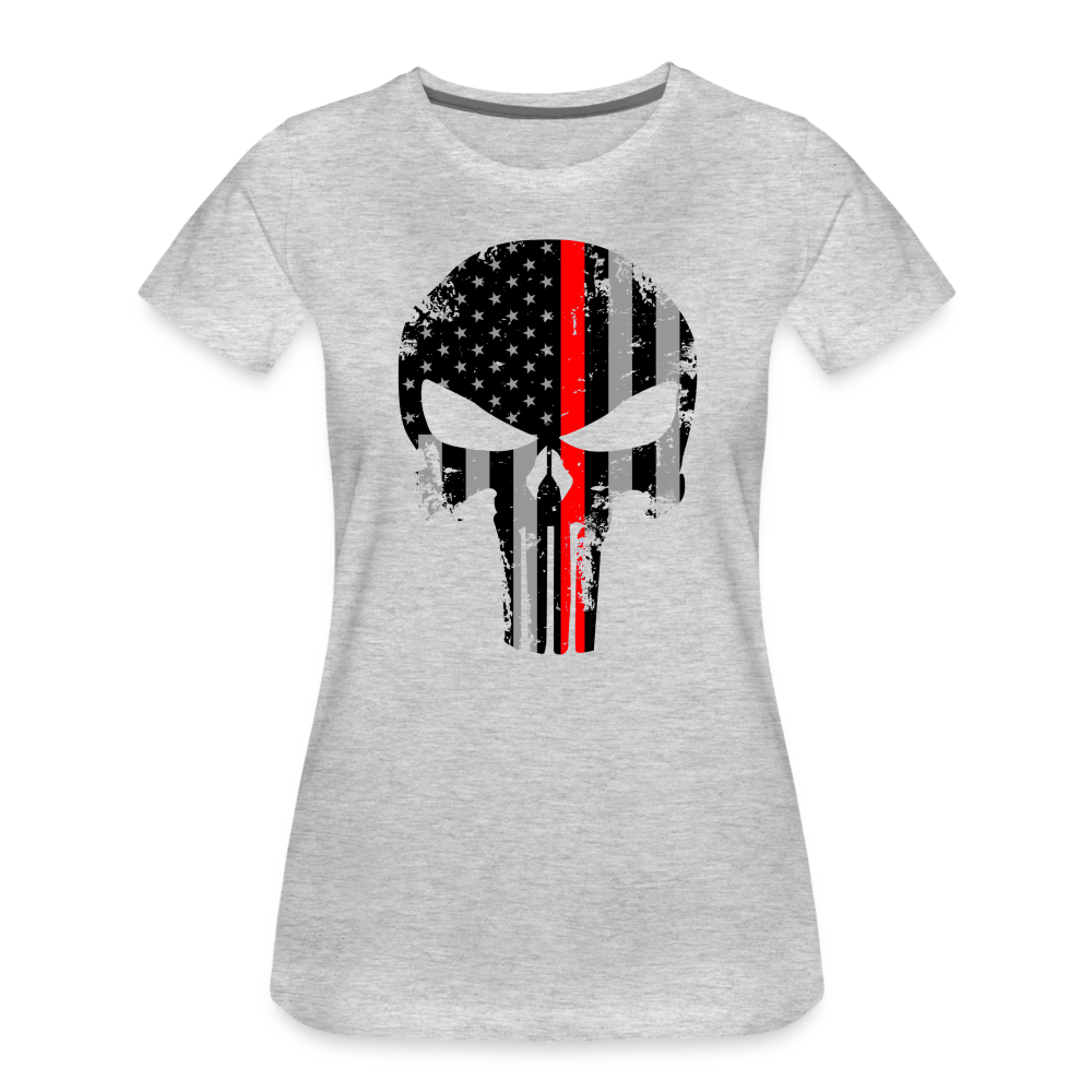 Women’s Premium T-Shirt - Punisher Thin Red Line - heather gray