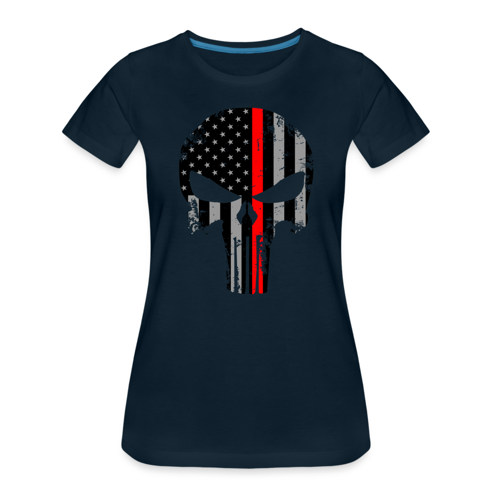 Women’s Premium T-Shirt - Punisher Thin Red Line - deep navy