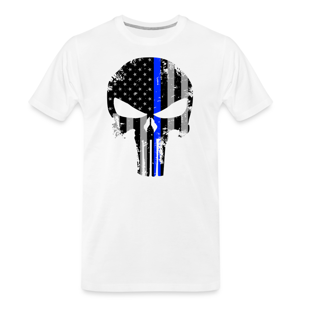 Men's Premium T-Shirt - Punisher Thin Blue Line - white