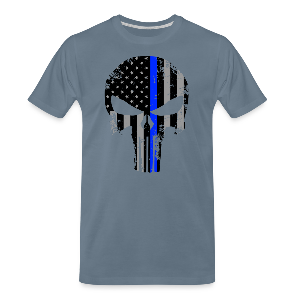 Men's Premium T-Shirt - Punisher Thin Blue Line - steel blue