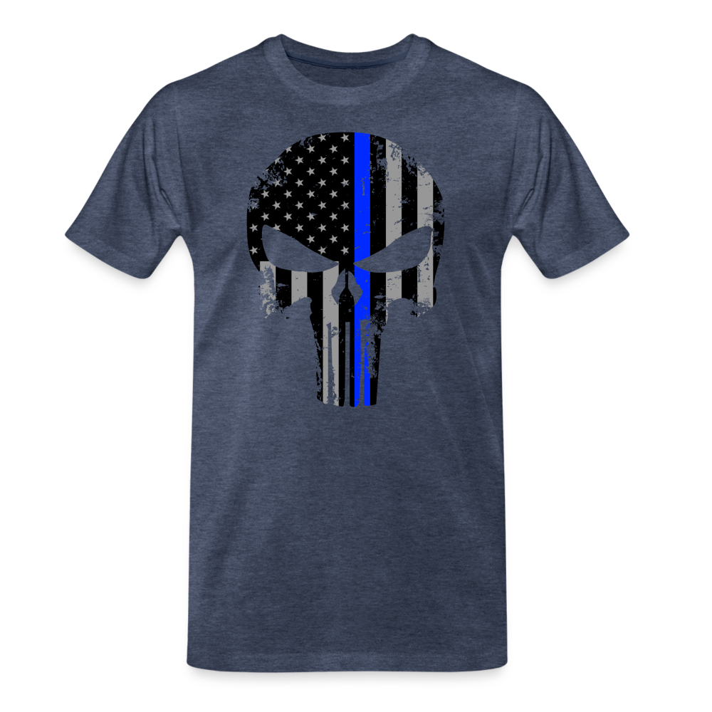 Men's Premium T-Shirt - Punisher Thin Blue Line - heather blue