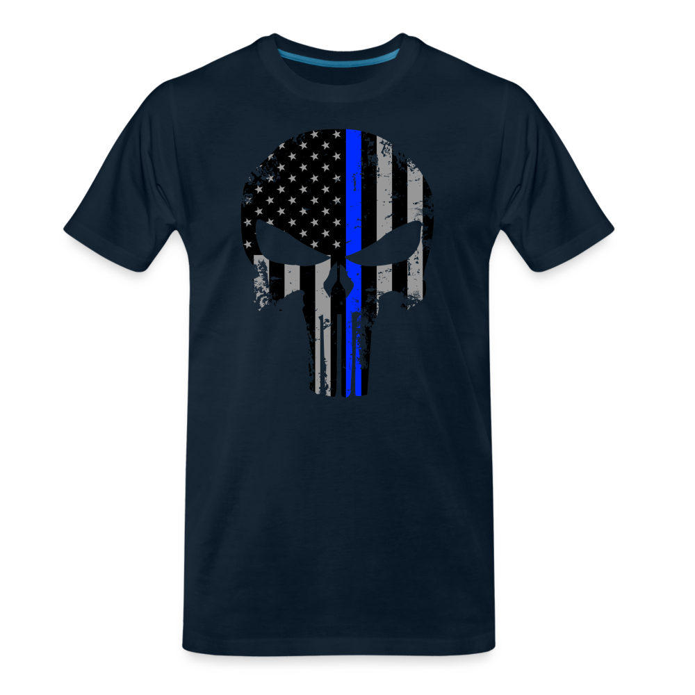 Men's Premium T-Shirt - Punisher Thin Blue Line - deep navy