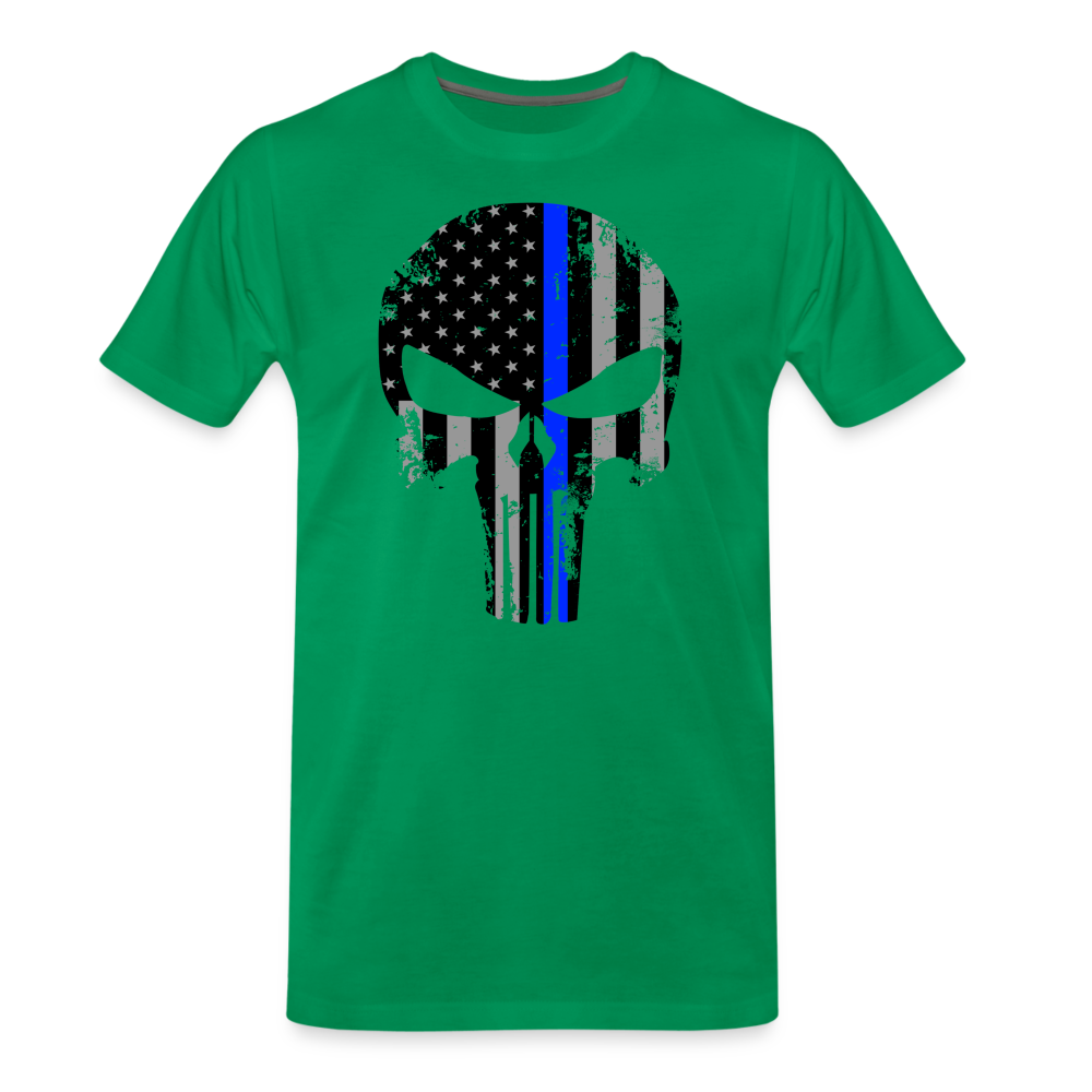 Men's Premium T-Shirt - Punisher Thin Blue Line - kelly green
