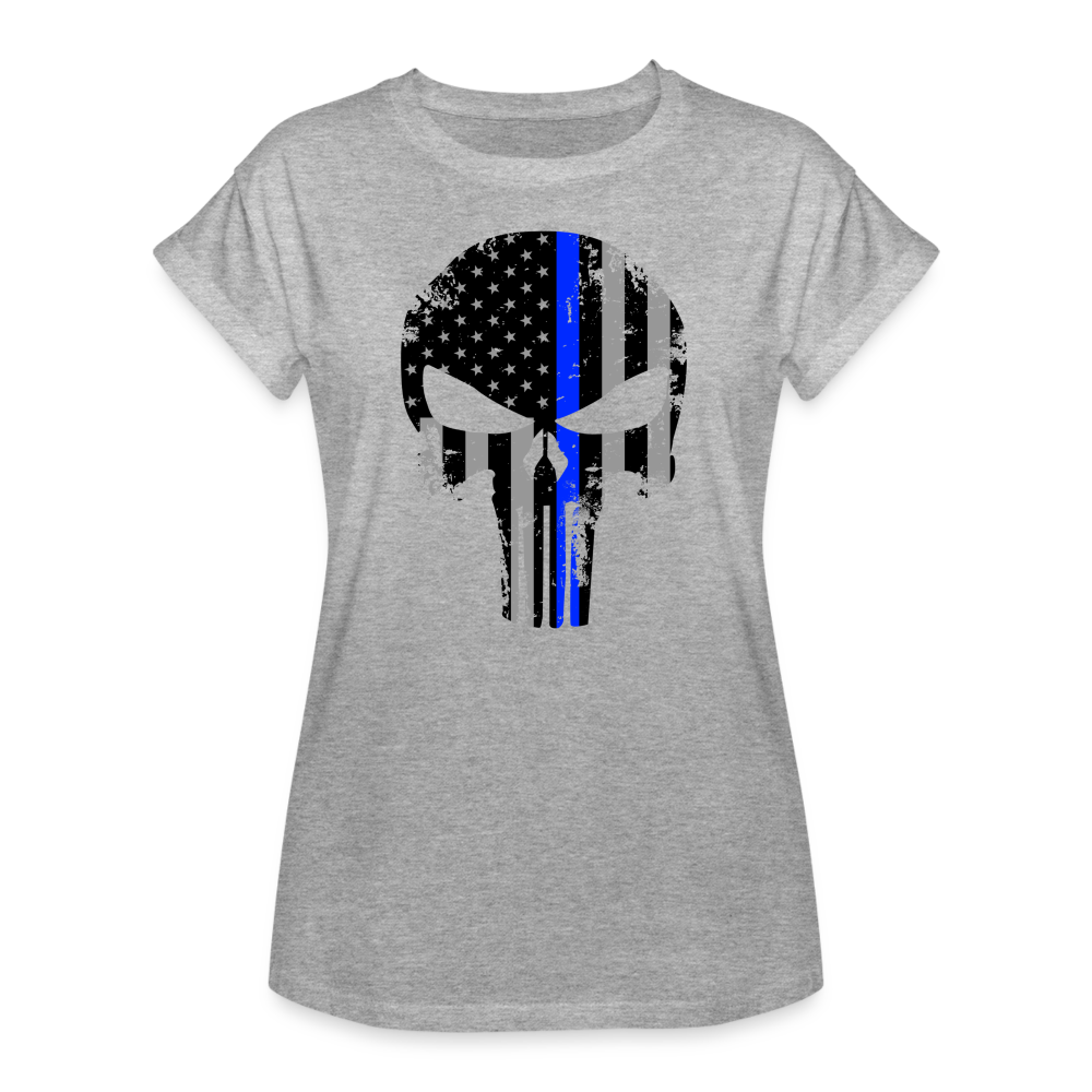 Women's Relaxed Fit T-Shirt - Punisher Thin Blue Line - heather gray