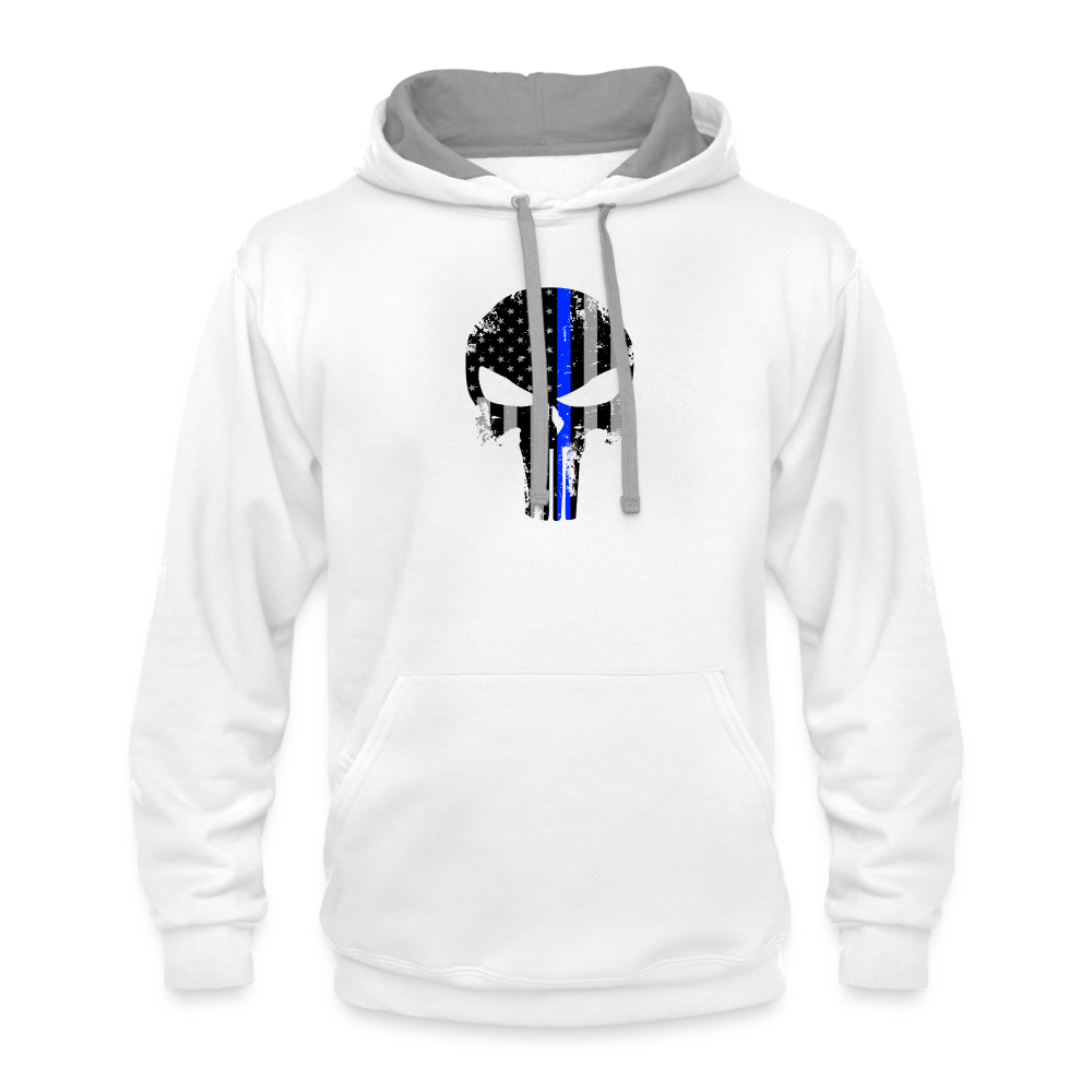 Contrast Hoodie - Punisher Thin Blue Line - white/gray