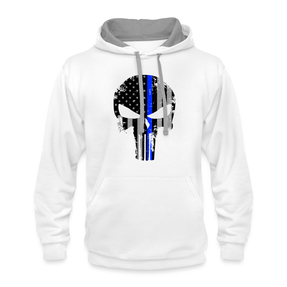 Contrast Hoodie - Punisher Thin Blue Line - white/gray