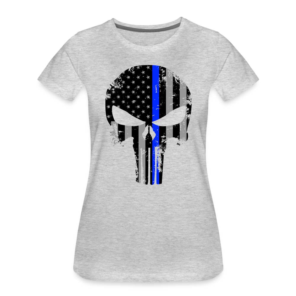 Women’s Premium T-Shirt - Punisher Thin Blue Line - heather gray